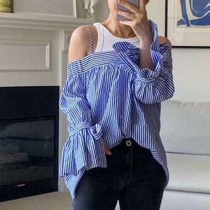 URBAN OUTFITTERS STRIPED OFF-SHOULDER TOP